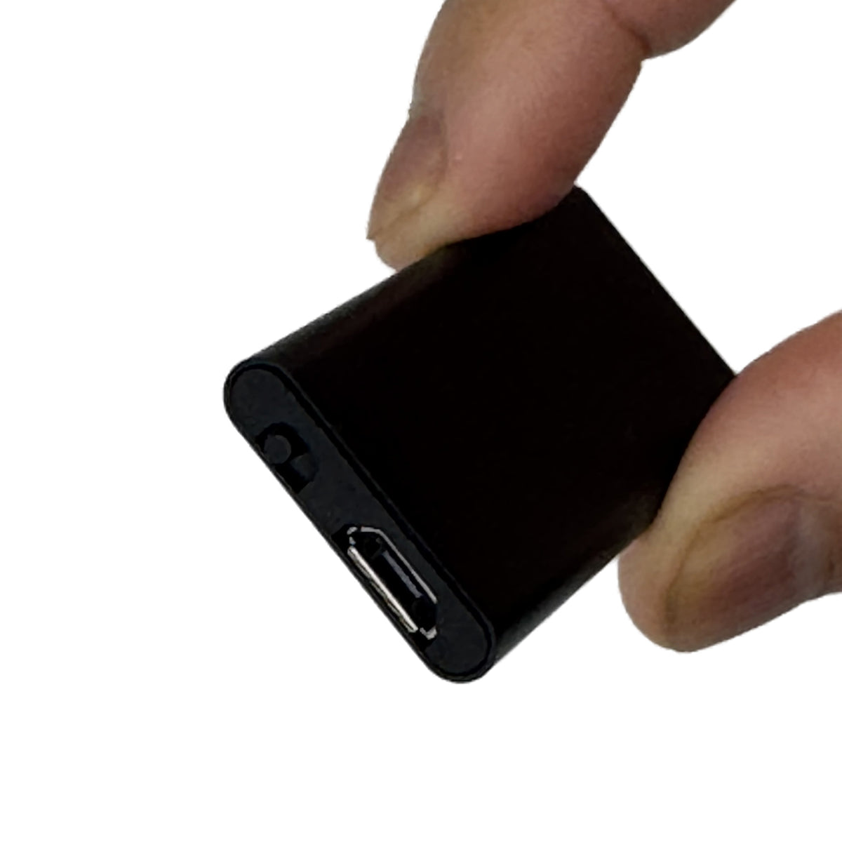 Micro voice recorder USB-C port and side view