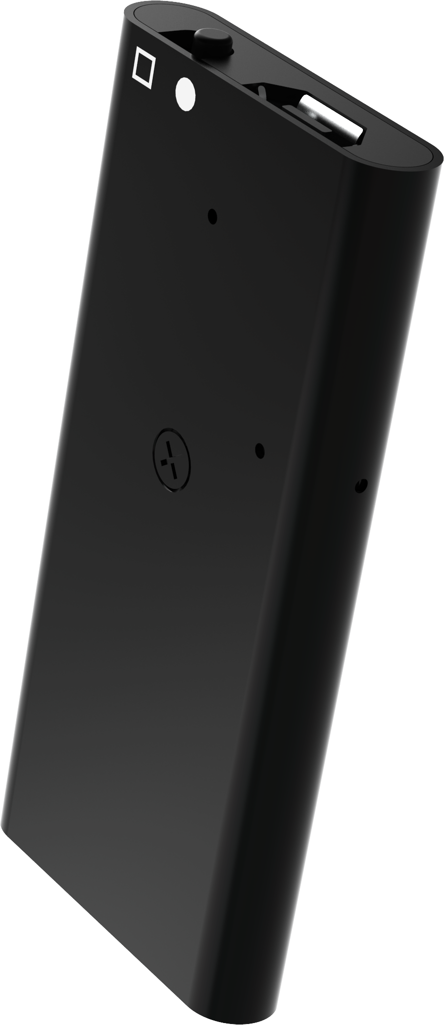 Micro voice activated recorder, front view with one click control